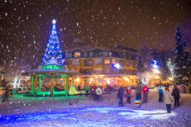 istock Night view of ski resort in winter 2161203564