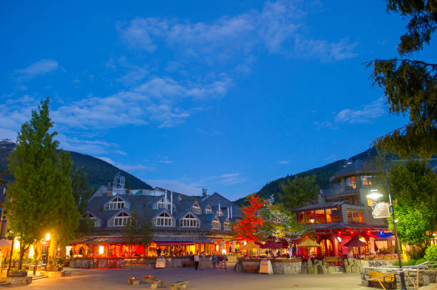 istock Night view of ski resort in summer 2161203656