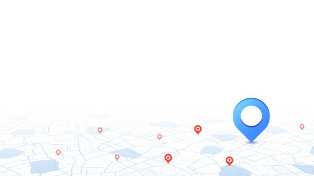 istock Locator position point. GPS tracking system to navigate around the city landmarks. Detailed city street map with directions to different locations. Vector illustration 2161208050