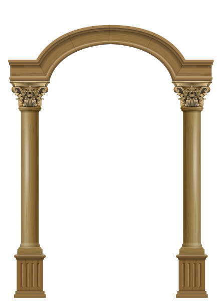 istock Wooden arch of portal door with columns 2161220888