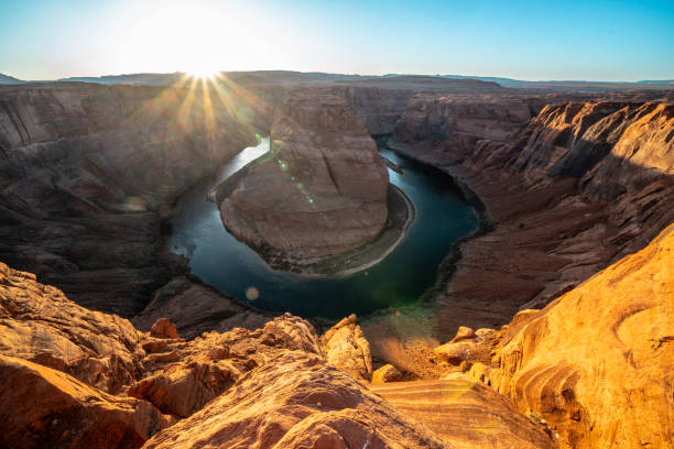 istock Horseshoe Bend at sunset with sunflare - Page, Arizona 2161224819