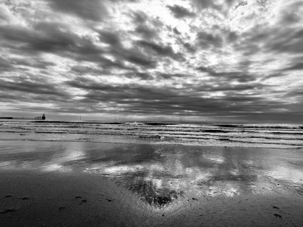Dramatic cloudscape over the beach at Blyth in Northumberland