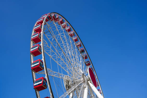 istock Ferris wheel against blue sky. 2161234954