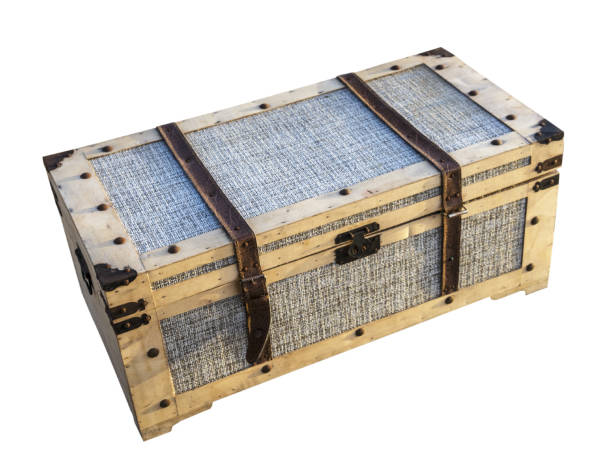 Large wooden crate isolated on a white background.