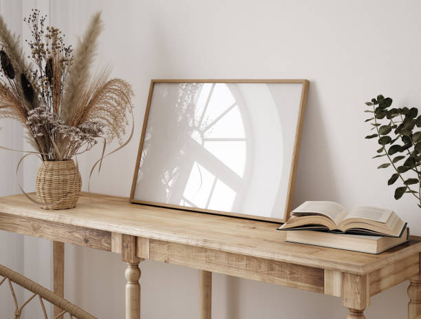 istock Mockup frame in farmhouse living room interior 2161238158