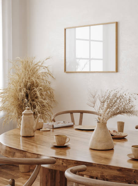 istock Mock up poster frame in kitchen interior, Farmhouse style 2161238161