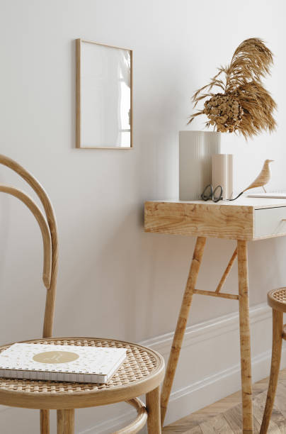 istock Scandi-boho style living room interior with frame mockup 2161238163