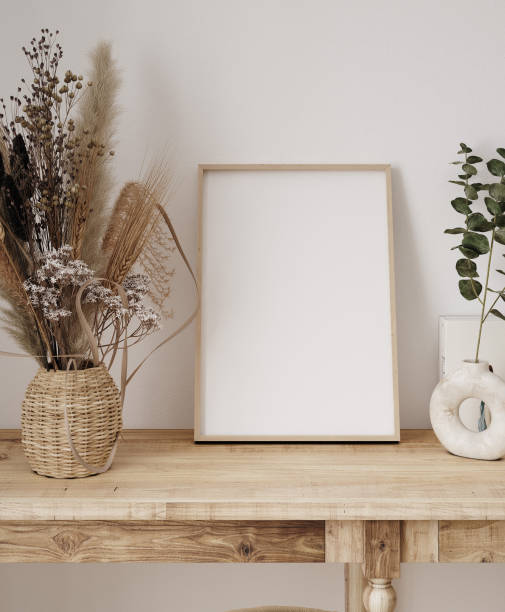 istock Mockup frame in farmhouse living room interior 2161238171