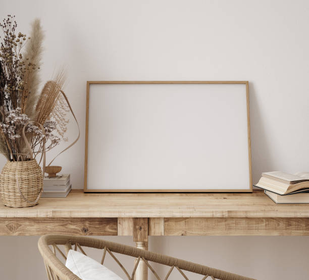 istock Mockup frame in farmhouse living room interior 2161238178