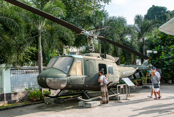 Ho Chi Minh City, Saigon, Vietnam - nov 17, 2013: a Huey helicopter is exhibited at the War Remnants Museum in Ho Chi Minh City