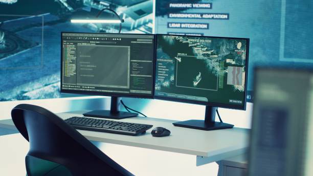 istock Government anti terrorism control center equipped with a big display 2161242167