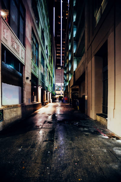 Dark downtown alley. Dallas, Texas, USA