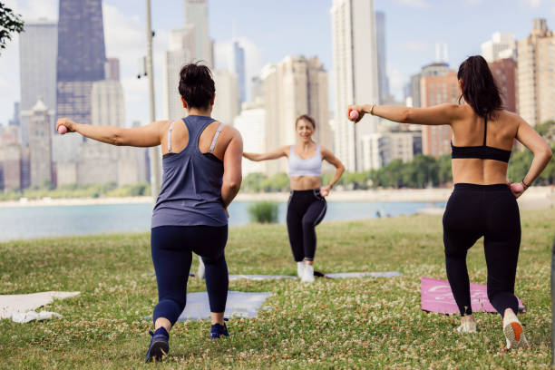 istock Yoga outdoor class in park 2161243407