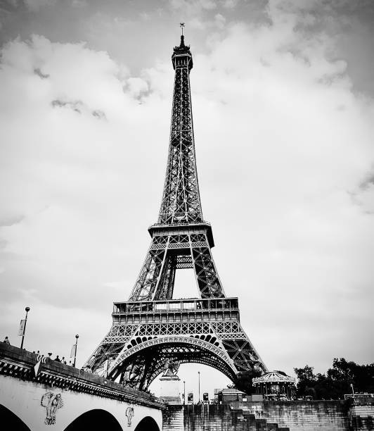 istock Black ands White Eiffel Tower and Seine River 2161244606