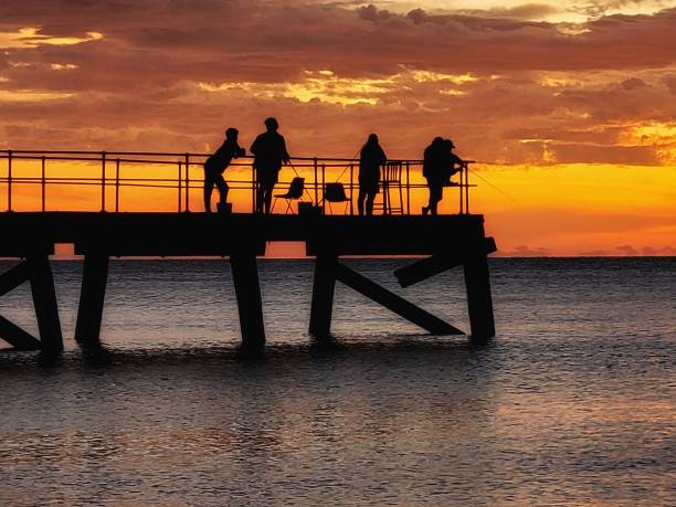 istock Silhouette people fishing at sunset 2161248281