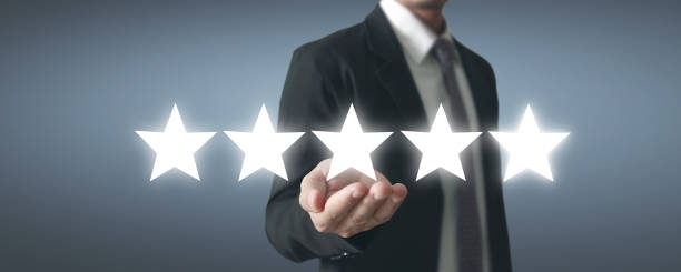 istock Rise on increasing five stars in human hand 2161250381