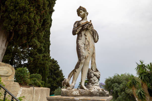 Corfu, June 5, 2024. Statue at the Achilleion Palace Gardens in south east Corfu, Greece