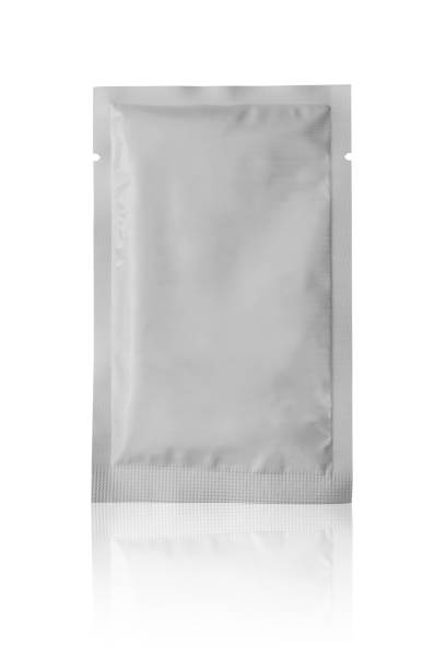 istock Blank aluminium foil plastic pouch bag sachet packaging mockup isolated on white background 2161259271