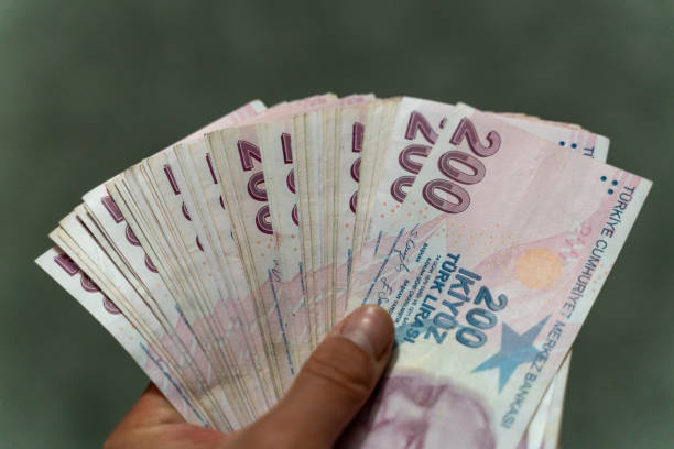 istock Hands holding and counting Turkish money 2161259681