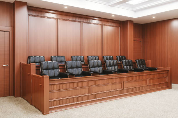 istock Jury Box In Courtroom 2161262096