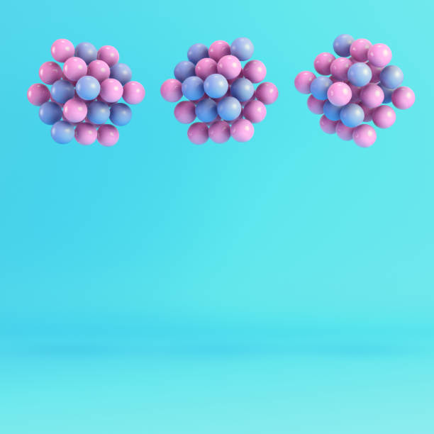istock Abstract spheres structures on bright blue background in pastel colors 2161267147