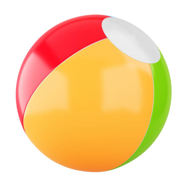 Colorful inflatable beach ball isolated on white background. 3d rendering