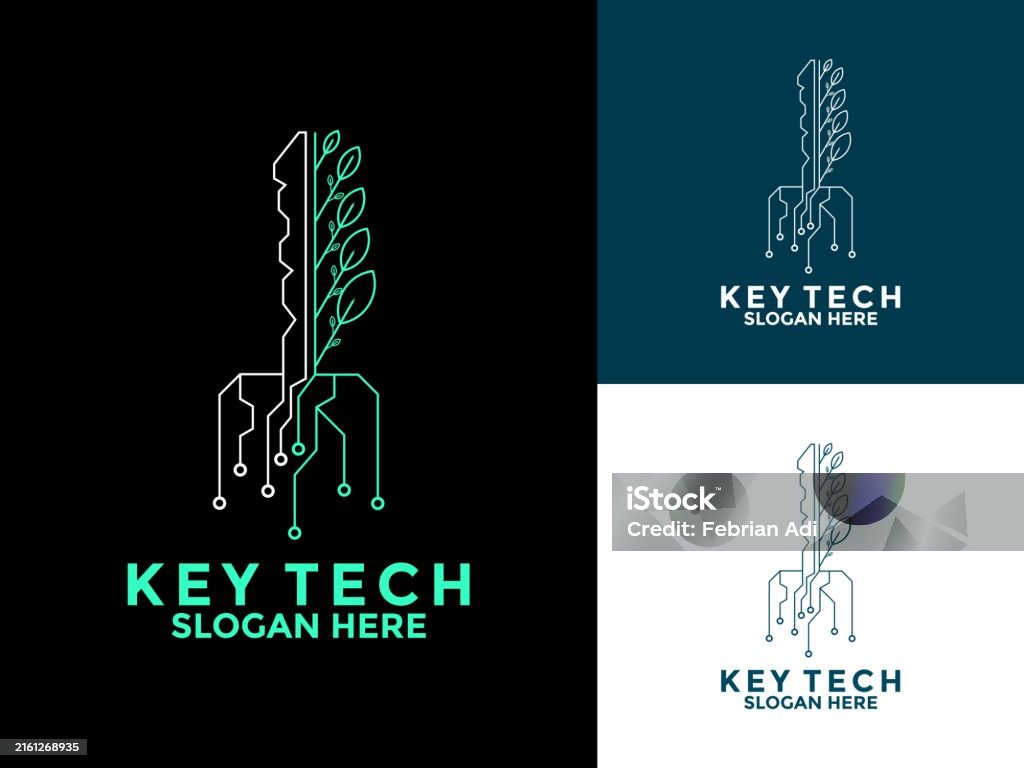Smart Key Tech Digital Network With Tree Tech Vector Template Stock ...