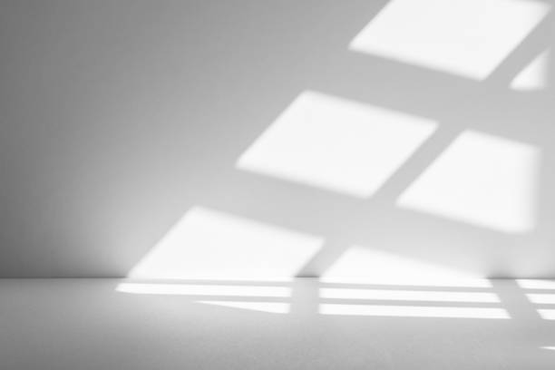 istock Wall interior background, studio and backdrops show products.with shadow from window color white . background for text insertion and presentation product 2161271734