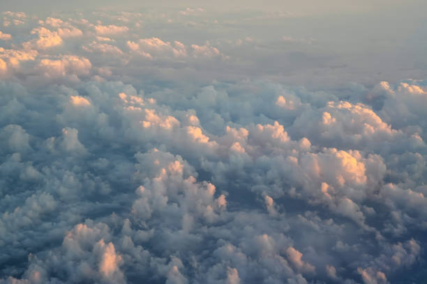 istock Fluffy clouds texture in evening sunset sunrise sky background and wonderful with nature fresh air. 2161278498