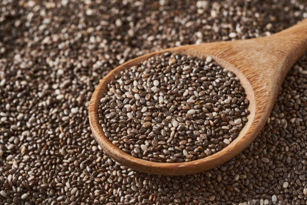istock chia seed in wood spoon food background 2161279190