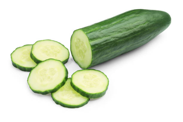 istock Cut ripe long cucumber isolated on white 2161280469