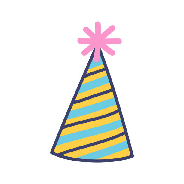 Hand drawn birthday hat cute illustration Hand drawn birthday hat cute illustration on white party hat stock illustrations