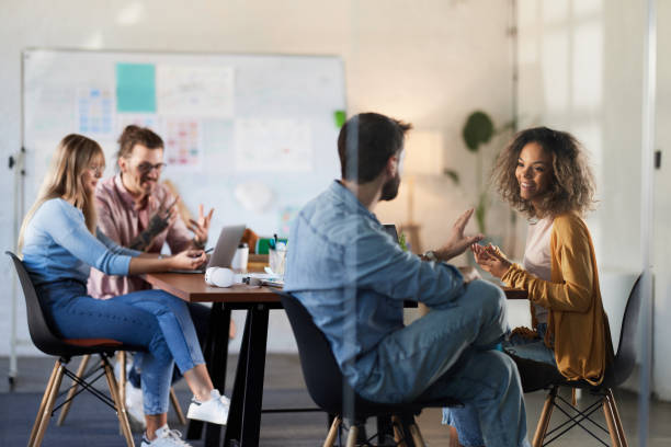 istock Happy creative team working at casual office. 2161283442