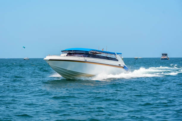 istock Speed boat sea rush on water 2161284030