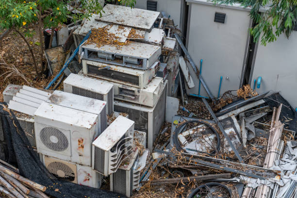 istock Waste air conditioning spontaneous dump with leaves in the forest 2161285155