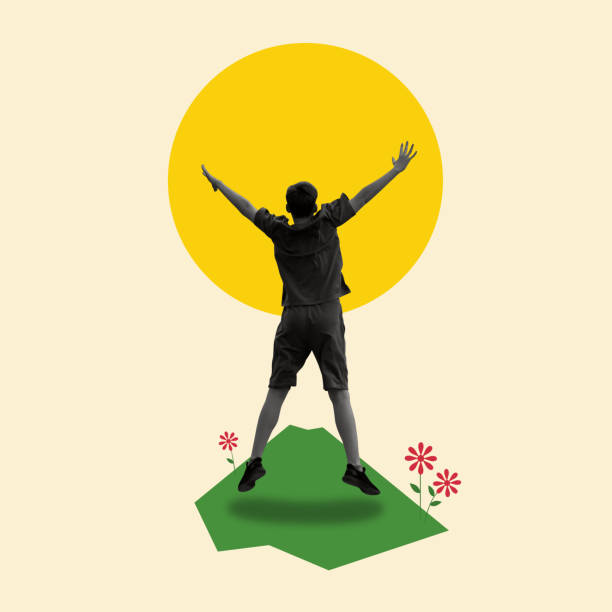 Contemporary art collage with a jumping man.
