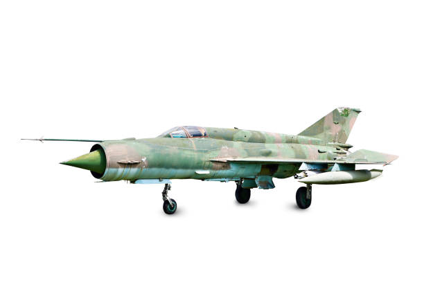 Aircraft MIG-21 isolated on white