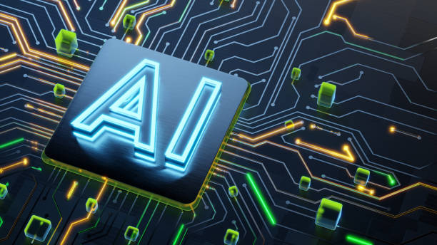 istock Ai concept. Glowing Ai symbol on the abstract main cpu on circuit board with light trails as data streaming symbol 2161302024