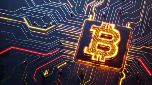 istock Cryptocurrency concept. Glowing Bitcoin symbol on the abstract main cpu on circuit board with light trails as data streaming symbol 2161302059