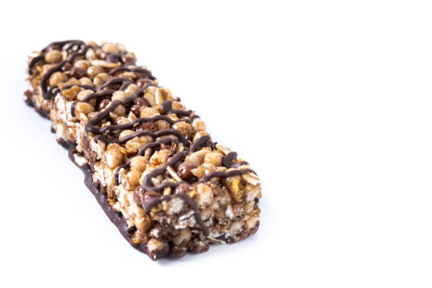 istock Healthy Muesli bars with nuts and seeds isolated on white background 2161302345