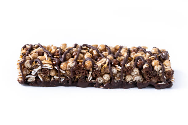 istock Healthy Muesli bars with nuts and seeds isolated on white background 2161302376