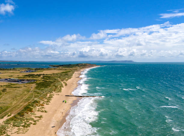 Aerial view over Hengistbury Head in Bournemouth