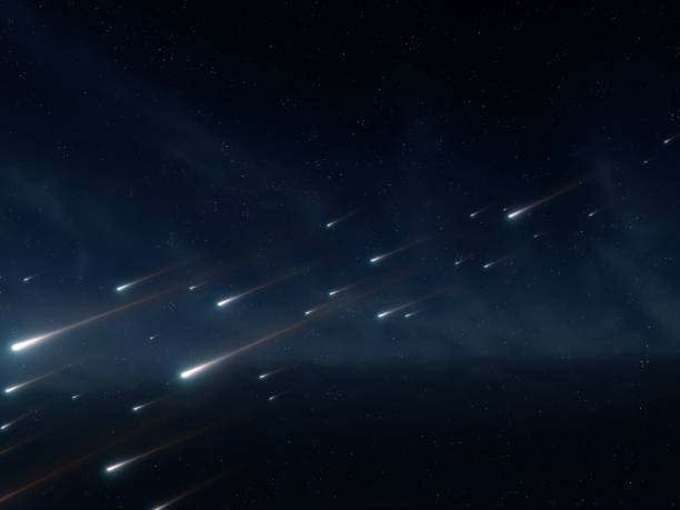 Perseids light up the starry sky. Beautiful meteor stream.
