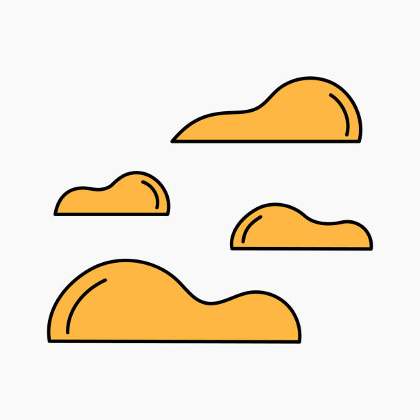 Set of clouds in flat style. Cloud icon. Outline balloon. Vector cartoon clipart.