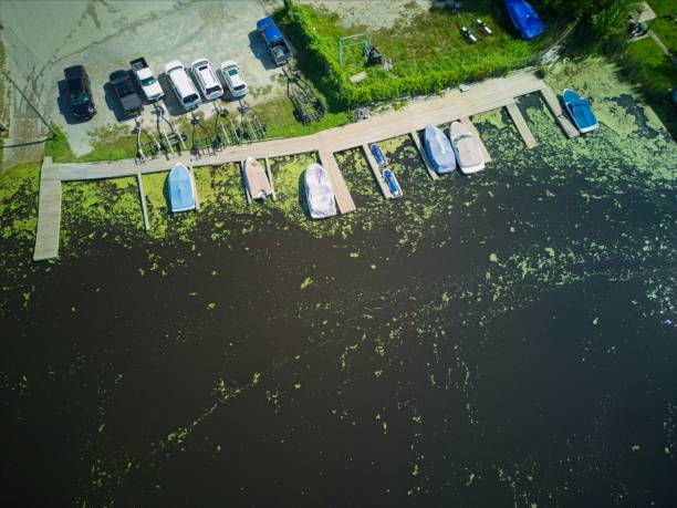 Aerial View or Boat Launch on a River