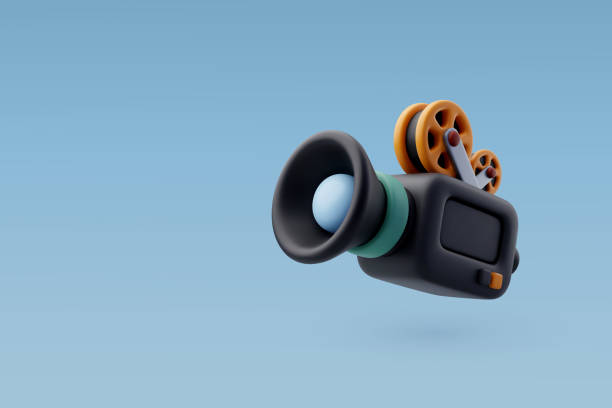 3d Vector Video camera with films, Film recorder, Movie, Clips, Entertainment equipment concept. 3d Vector Video camera with films, Film recorder, Movie, Clips, Entertainment equipment concept. Eps 10 Vector. old remote control stock illustrations