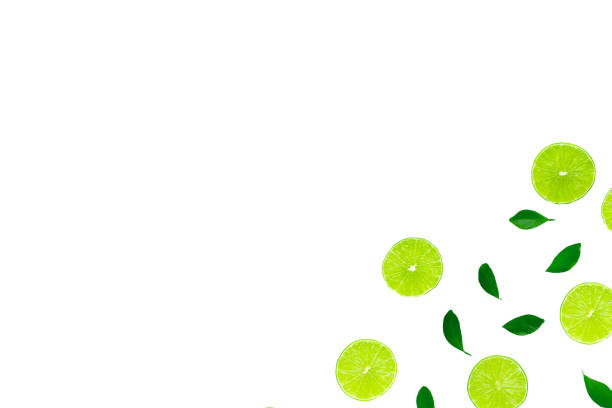 istock Limes with leaves isolated on white. 2161314142