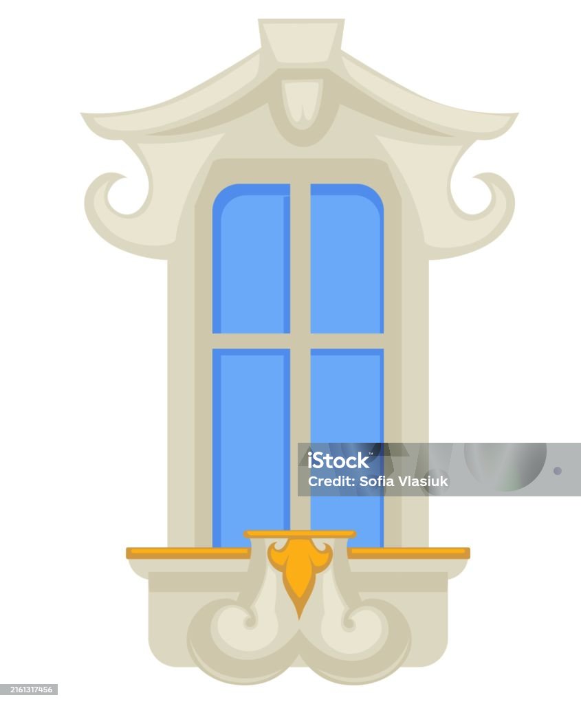 True Rococo Window Architecture Design Rococo Style Window With Gold Decor Stock ...