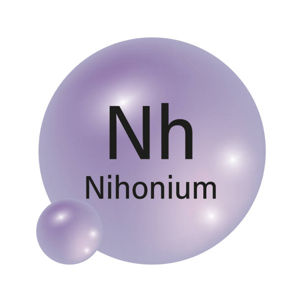 istock Nihonium Nh icon. Purple glossy sphere. Chemical element vector. Clean periodic table. 2161320445