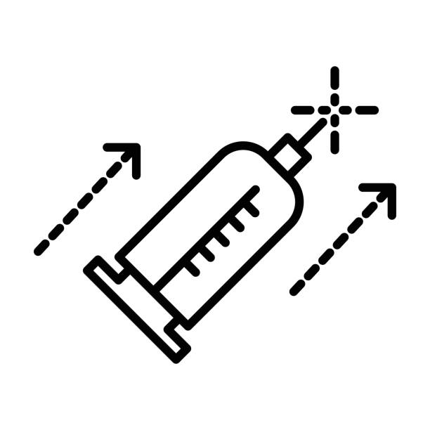 Beauty injection, syringe isolated line icon, medicine and cosmetology Syringe isolated line icon, beauty injection, hospital medical equipment vector. Vaccination and needle, immunization and medication shot, cosmetology. Botox or hyaluronic acid, outline symbol botox bottle stock illustrations